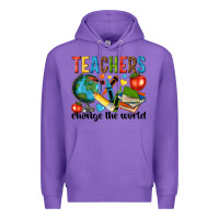 Purple teachers change the world Premium Hoodie - NancyCooperArtShop