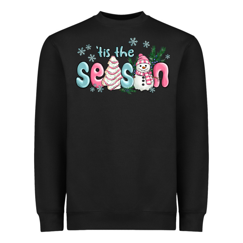 Tis The Season Snowman And Christmas Cake Heavyweight Sweatshirt by MaliasSmallBusiness | Teevron