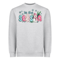 Heather Grey tis the season snowman and christmas cake Heavyweight Sweatshirt - MaliasSmallBusiness
