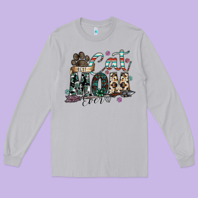 Best Cat Mom Ever Long Sleeve Tee Designed By Sublimationcraftshop