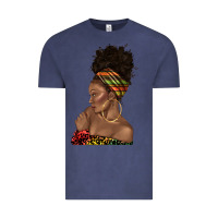 Vintage Denim afro black woman profile juneteenth Vintage Tee - texasbilliewilder
