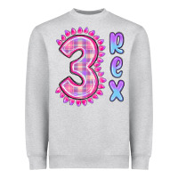 Heather Grey 3 rex pink dinosaur Heavyweight Sweatshirt - MaliasSmallBusiness