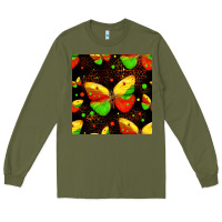 Army Green juneteenth butterflies seamless pattern Long Sleeve Tee - HRA Design Shop