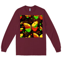 Burgundy juneteenth butterflies seamless pattern Long Sleeve Tee - HRA Design Shop