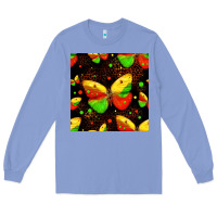 Colony Blue juneteenth butterflies seamless pattern Long Sleeve Tee - HRA Design Shop