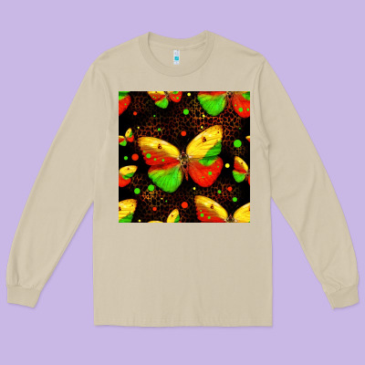 Juneteenth Butterflies Seamless Pattern Long Sleeve Tee Designed By Hra Design Shop