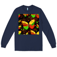 Navy juneteenth butterflies seamless pattern Long Sleeve Tee - HRA Design Shop