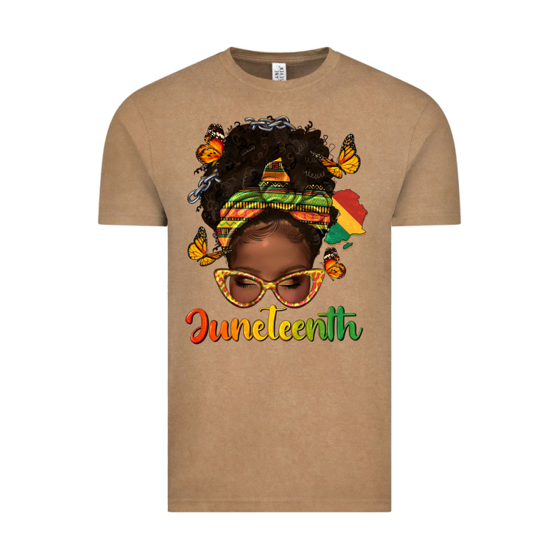 Afro Messy Bun Juneteenth Vintage Tee by texasbilliewilder | Teevron