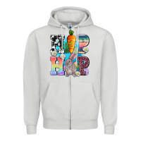 Dove Grey hip hop easter rabbit Zipper Hoodie - AdoDesignShop