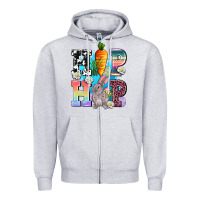 Heather Grey hip hop easter rabbit Zipper Hoodie - AdoDesignShop