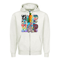 Oatmeal Heather hip hop easter rabbit Zipper Hoodie - AdoDesignShop