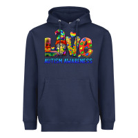 Navy autism awareness love Heavyweight Hoodie - BarkalooDesign
