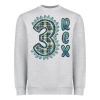 Heather Grey 3 rex green dinosaur Heavyweight Sweatshirt - MaliasSmallBusiness
