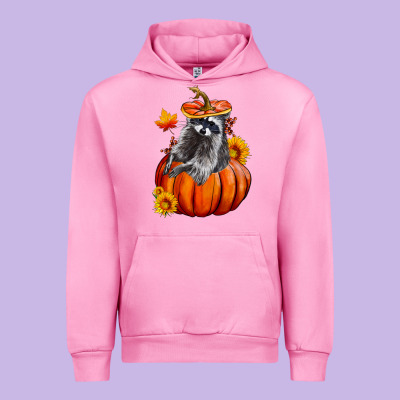 Fall Pumpkin Raccoon Urban Hoodie Designed By Lillyallendesigns