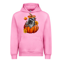 Fuchsia Pink Fall Pumpkin Raccoon Urban Hoodie - LillyAllenDesigns