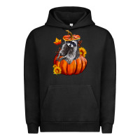 Pigment Black Fall Pumpkin Raccoon Urban Hoodie - LillyAllenDesigns