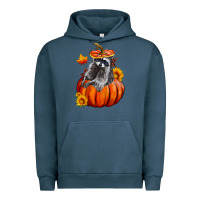 Pigment Midnight Navy Fall Pumpkin Raccoon Urban Hoodie - LillyAllenDesigns