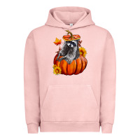 Pigment Salmon Fall Pumpkin Raccoon Urban Hoodie - LillyAllenDesigns