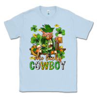 Dusty Blue One lucky cowboy with st. patricks elf Classic Tee - Neo Western
