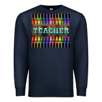 Navy Teacher Crayons Premium Sweatshirt - LillyAllenDesigns