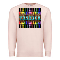 Pale Pink Teacher Crayons Premium Sweatshirt - LillyAllenDesigns