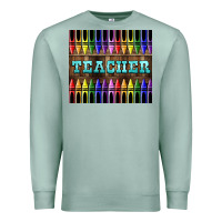 Seafoam Teacher Crayons Premium Sweatshirt - LillyAllenDesigns