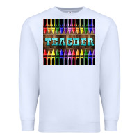White Teacher Crayons Premium Sweatshirt - LillyAllenDesigns