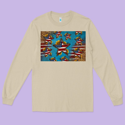 4th Of July Stars Skinny Metal Can Holder Long Sleeve Tee Designed By Hra Design Shop