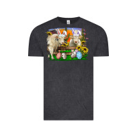 Easter Farm Cows Bunny Ears And Eggs Vintage Tee | Teevron