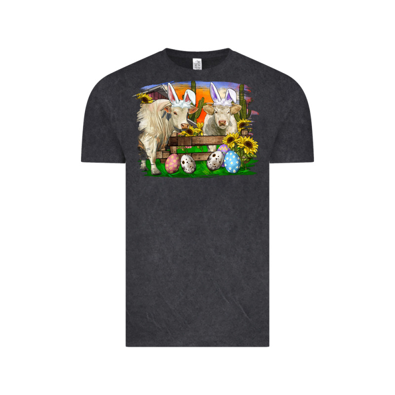 Easter Farm Cows Bunny Ears And Eggs Vintage Tee by RanaPortraitStore | Teevron