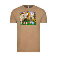 Vintage Coffee Easter Farm Cows Bunny Ears And Eggs Vintage Tee - RanaPortraitStore