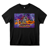 Black Happy Halloween Raccoon Heavy Core Tee - LillyAllenDesigns