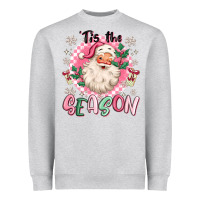 Heather Grey pink santa 'tis the season Heavyweight Sweatshirt - MaliasSmallBusiness