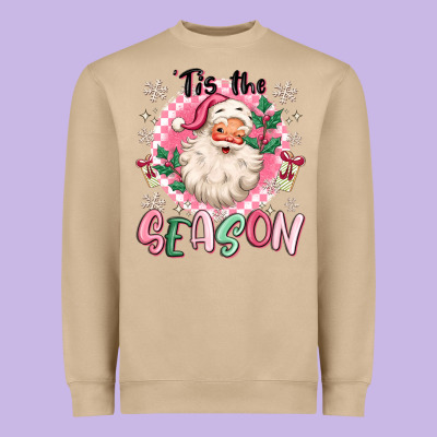 Heavyweight Sweatshirt pink santa 'tis the season