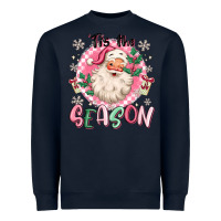 Navy pink santa 'tis the season Heavyweight Sweatshirt - MaliasSmallBusiness