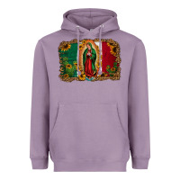 Lavender our lady of Guadalupe Mexican flag background Heavyweight Hoodie - Jasminsmagicworld