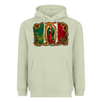 Matcha our lady of Guadalupe Mexican flag background Heavyweight Hoodie - Jasminsmagicworld