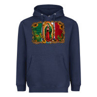 Navy our lady of Guadalupe Mexican flag background Heavyweight Hoodie - Jasminsmagicworld