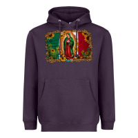 Plum our lady of Guadalupe Mexican flag background Heavyweight Hoodie - Jasminsmagicworld