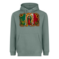 Sage our lady of Guadalupe Mexican flag background Heavyweight Hoodie - Jasminsmagicworld
