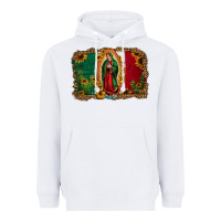 White our lady of Guadalupe Mexican flag background Heavyweight Hoodie - Jasminsmagicworld