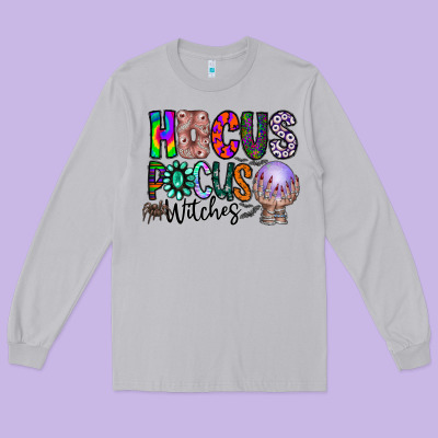 Hocus Pocus Witches Long Sleeve Tee Designed By Cowhidedigitalart