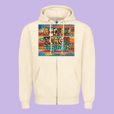 Coffee Teach Repeat Zipper Hoodie Designed By Jahusdesignshop