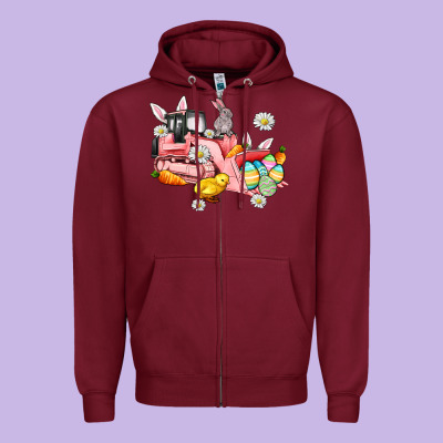 Easter Excavator Zipper Hoodie Designed By Adodesignshop