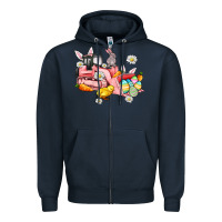 Navy easter excavator Zipper Hoodie - AdoDesignShop