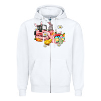 White easter excavator Zipper Hoodie - AdoDesignShop