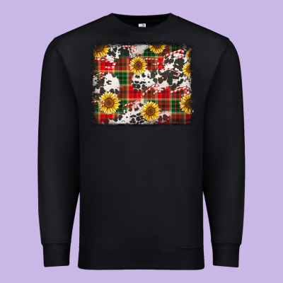 Cowhide Sunflowers Candy Canes Premium Sweatshirt Designed By Jasminsmagicworld