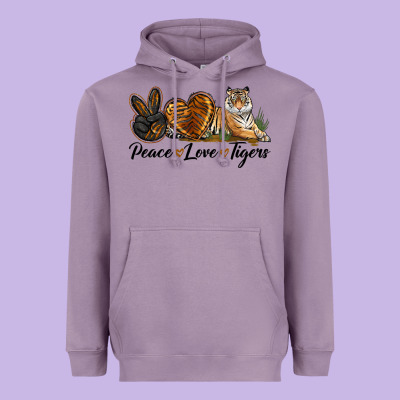 Peace Love Tigers Heavyweight Hoodie Designed By Lillyallendesigns