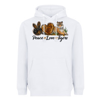 White Peace Love Tigers Heavyweight Hoodie - LillyAllenDesigns