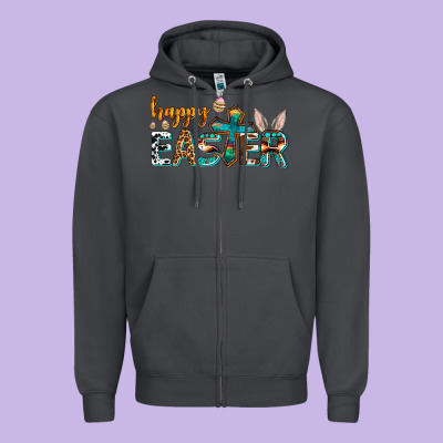 Western Happy Easter Zipper Hoodie Designed By Adodesignshop